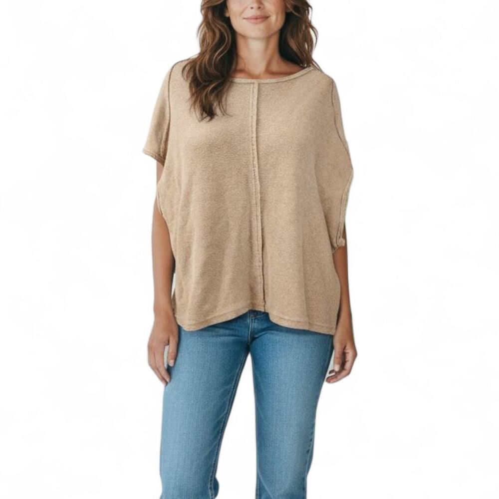 Free People We The Free Top Terry Cloth Tan Brown Oversized Womens Size Small
